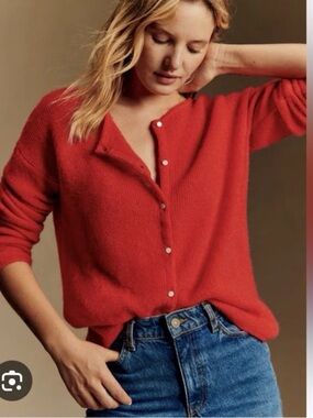 Sezane red gaspard cardigan size XS